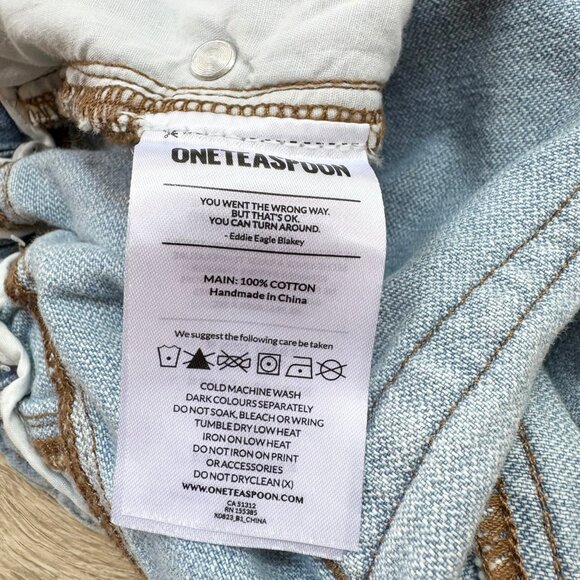 New Free People One Teaspoon Mid Rise Slouchy Cuffed Jean Shorts Light Wash 27 - Picture 7 of 7